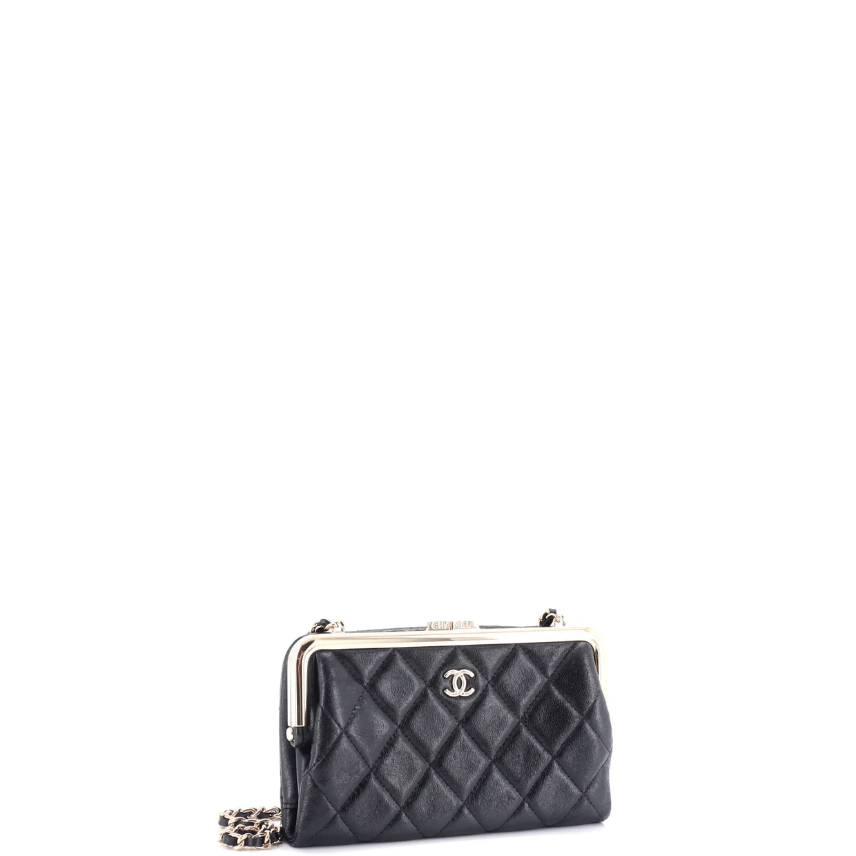 Logo Clasp Frame Clutch with Chain Quilted Lambskin Small - Deep Luxury
