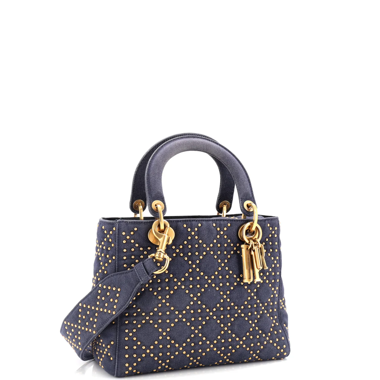 Supple Lady Dior Bag Cannage Studded Denim Medium - Deep Luxury