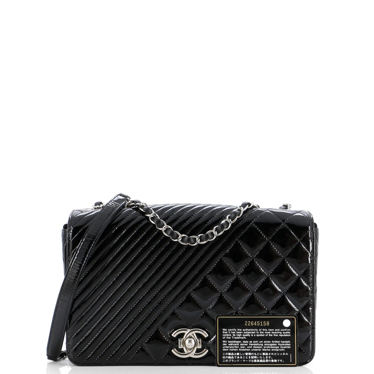 Coco Boy Flap Bag Quilted Patent Medium - Deep Luxury