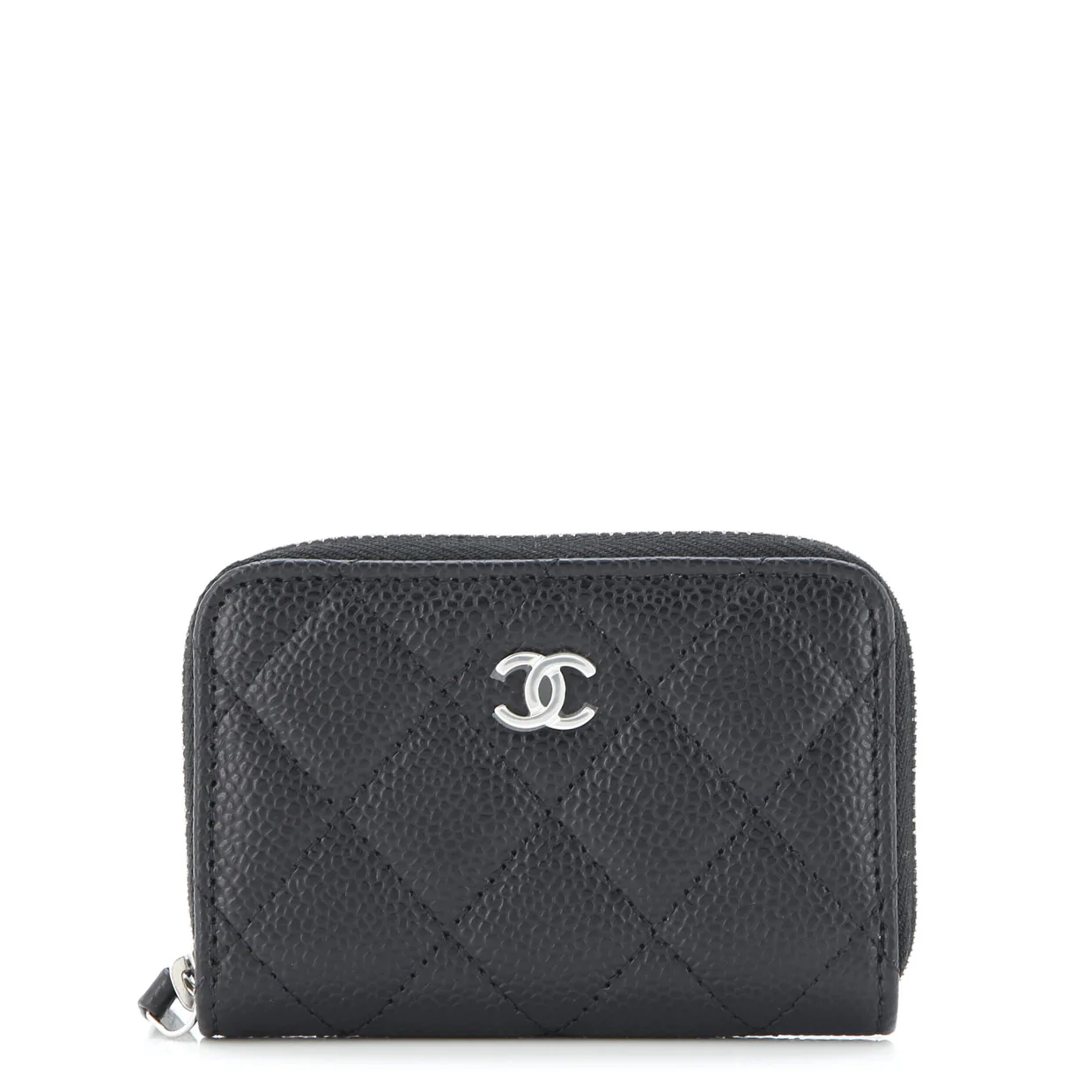CC Zip Coin Purse Quilted Caviar Small - Deep Luxury