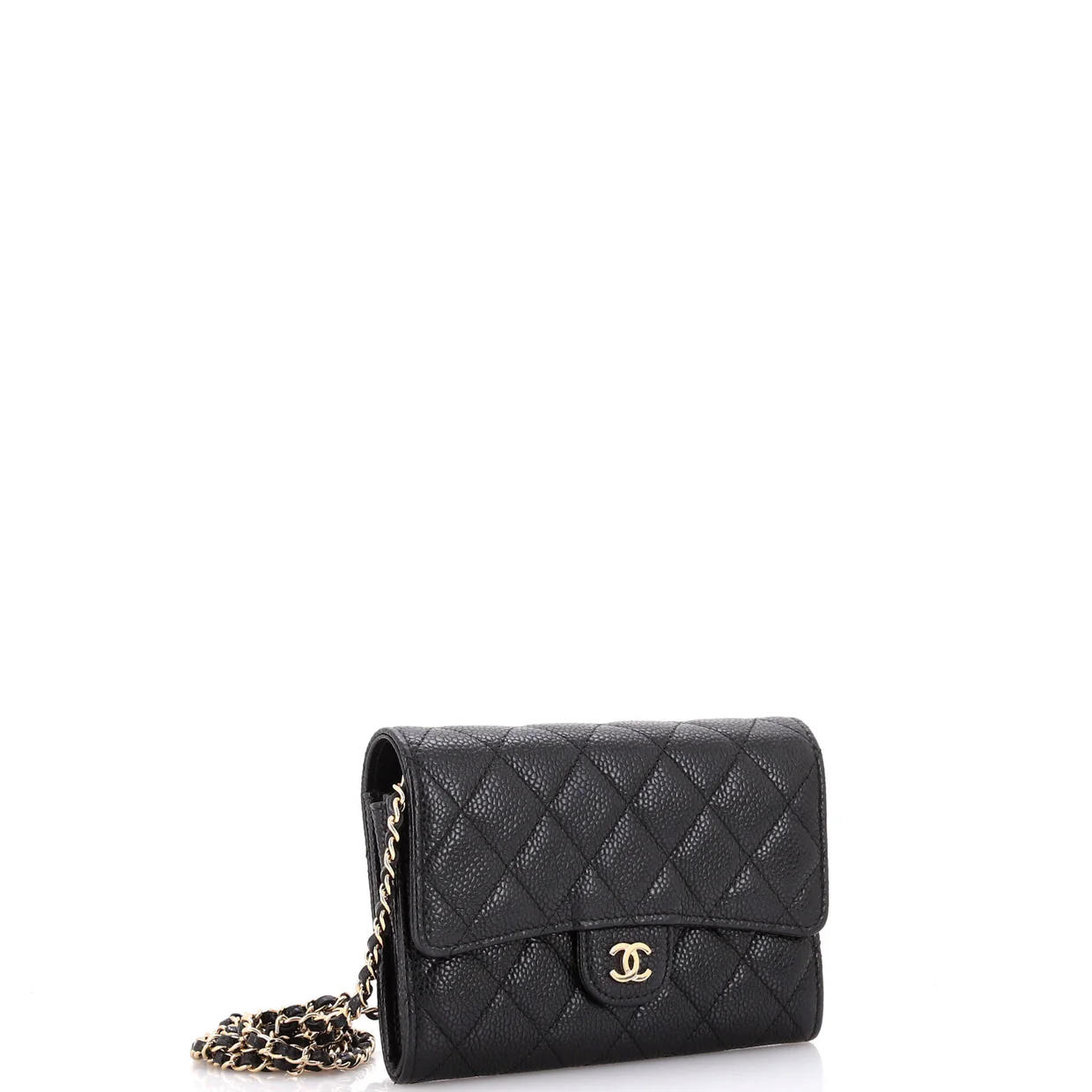 Classic Flap Wallet Crossbody Bag Quilted Caviar Mini - Deep Luxury