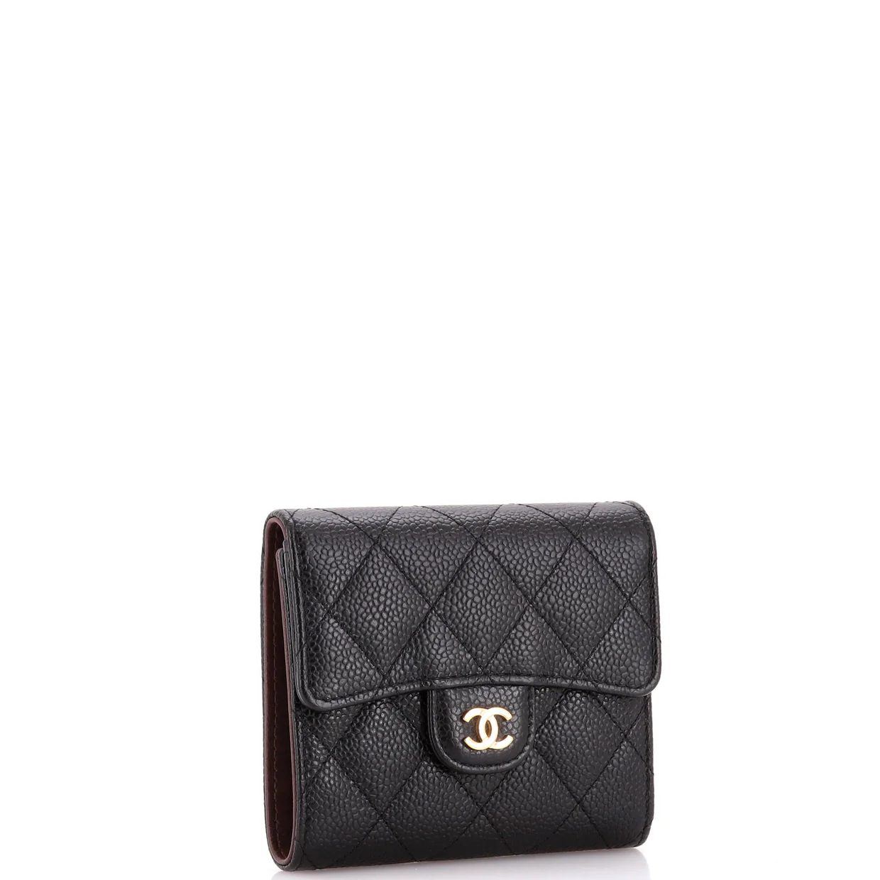 CC Compact Classic Flap Wallet Quilted Caviar - Deep Luxury