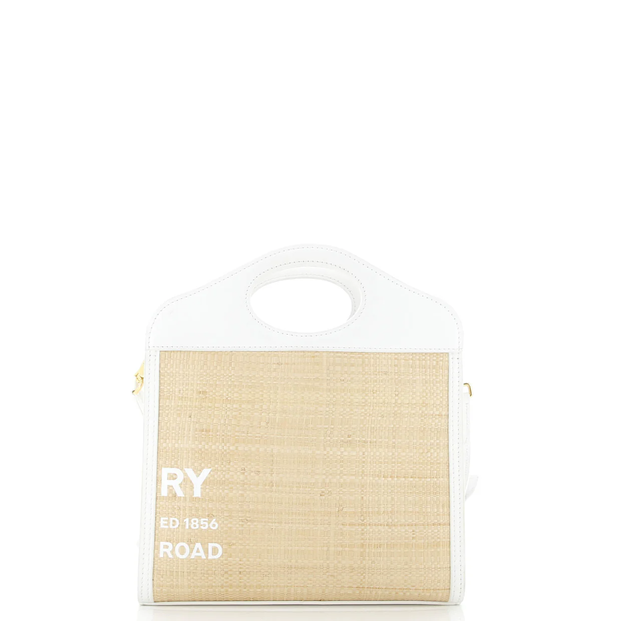 Logo Pocket Tote Raffia with Leather Mini - Deep Luxury