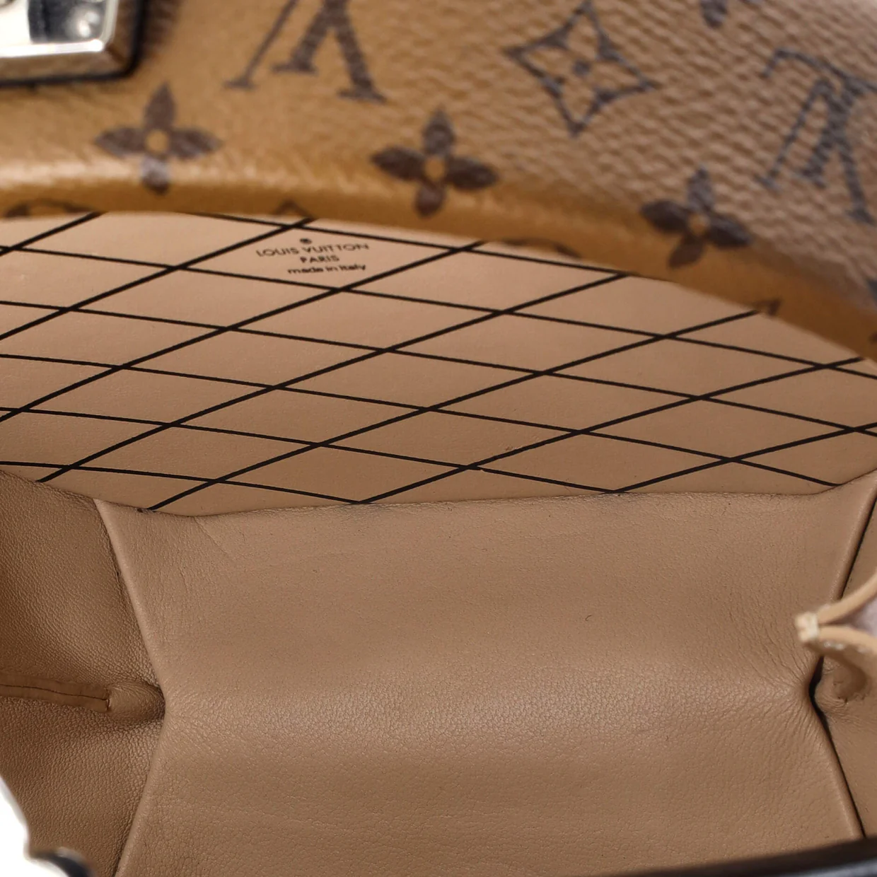 Petite Boite Chapeau Bag Reverse Monogram Canvas and Leopard Printed Leather - Deep Luxury