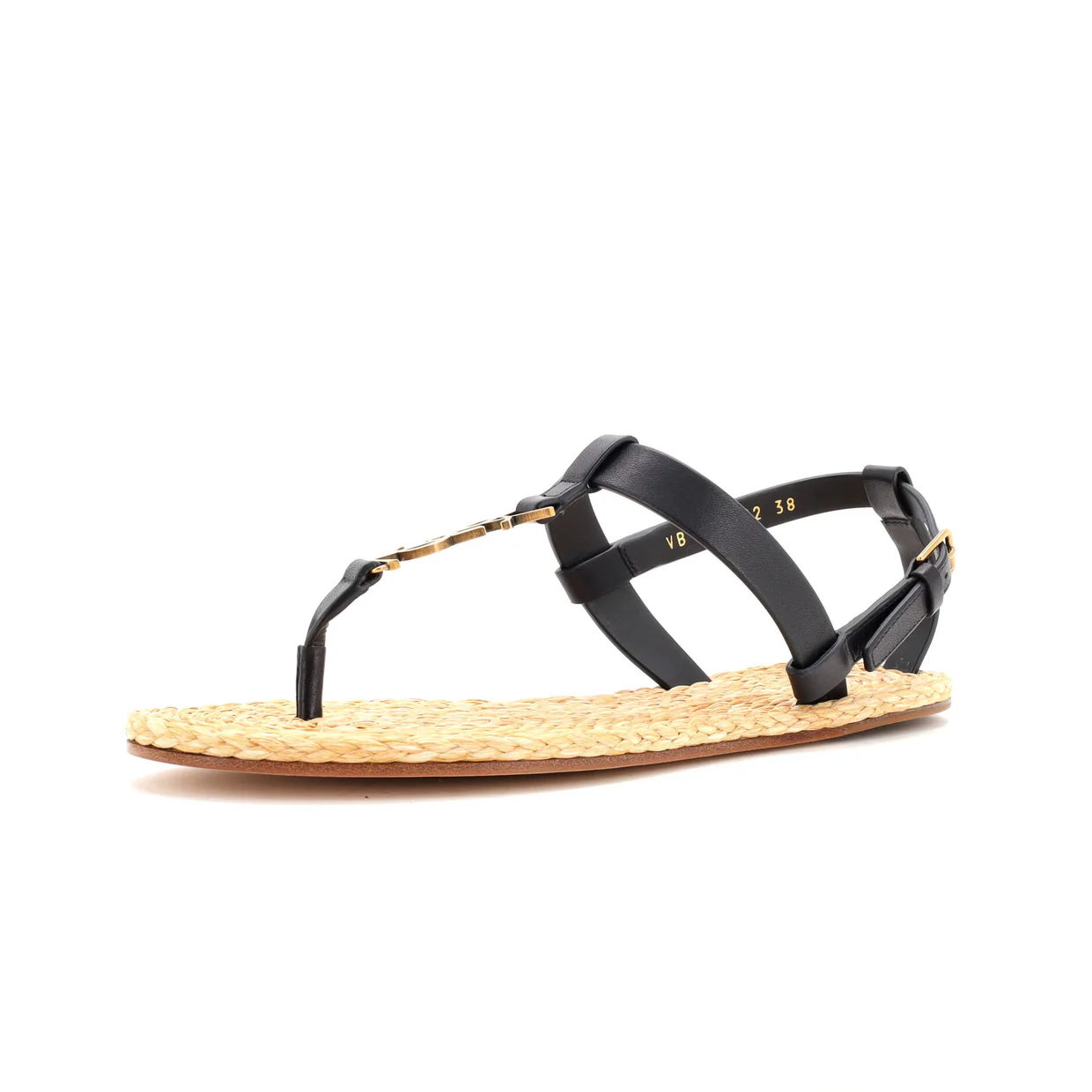 Women's Monogram Thong Sandals Leather and Raffia - Deep Luxury