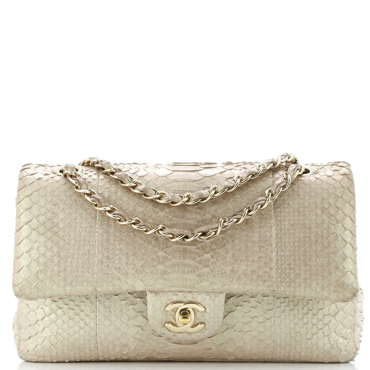 Classic Double Flap Bag Iridescent Python Medium - Deep Luxury
