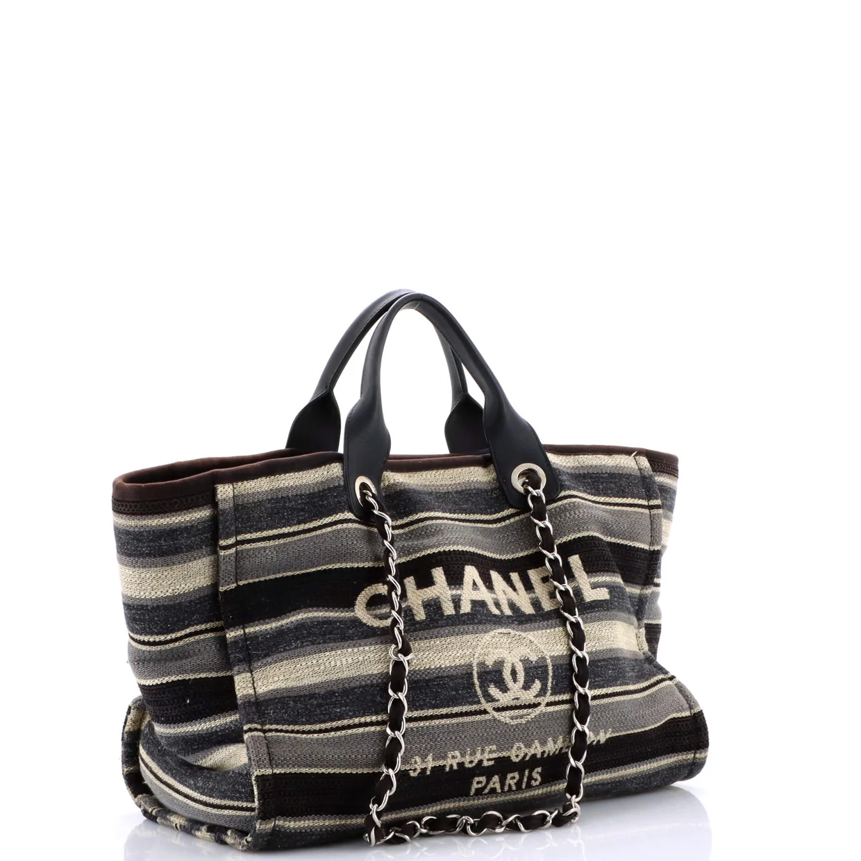 Deauville Tote Stripe Canvas Medium - Deep Luxury