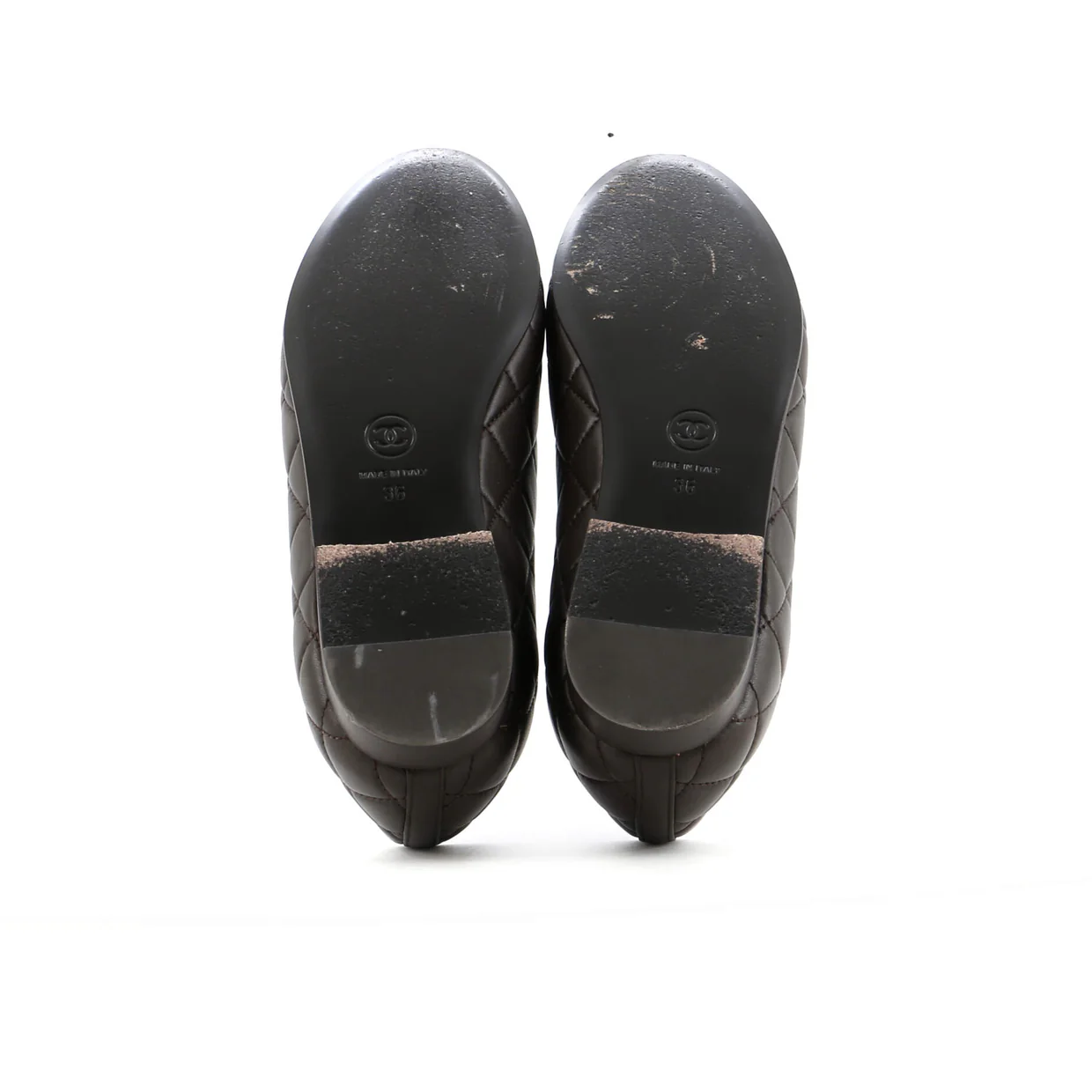 Women's CC Button Ballerina Flats Quilted Leather - Deep Luxury