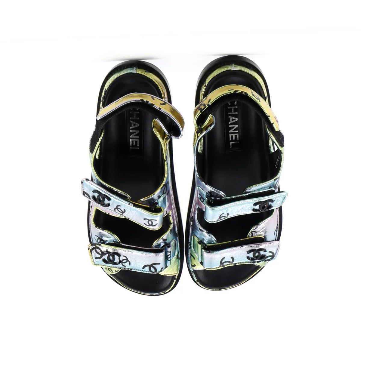 Women's Velcro Dad Sandals Printed Laminated Leather - Deep Luxury