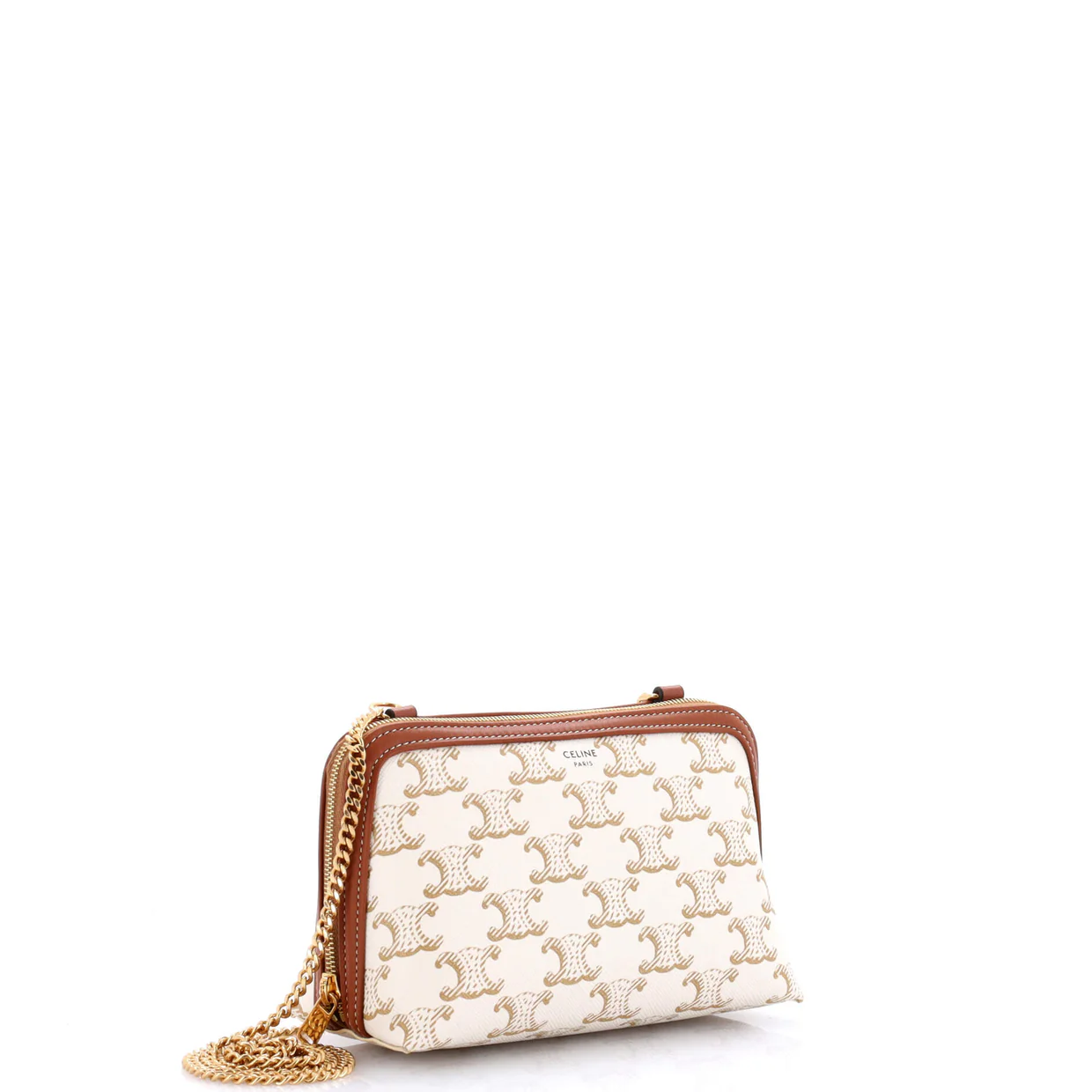 Zip Around Chain Clutch Triomphe Coated Canvas - Deep Luxury