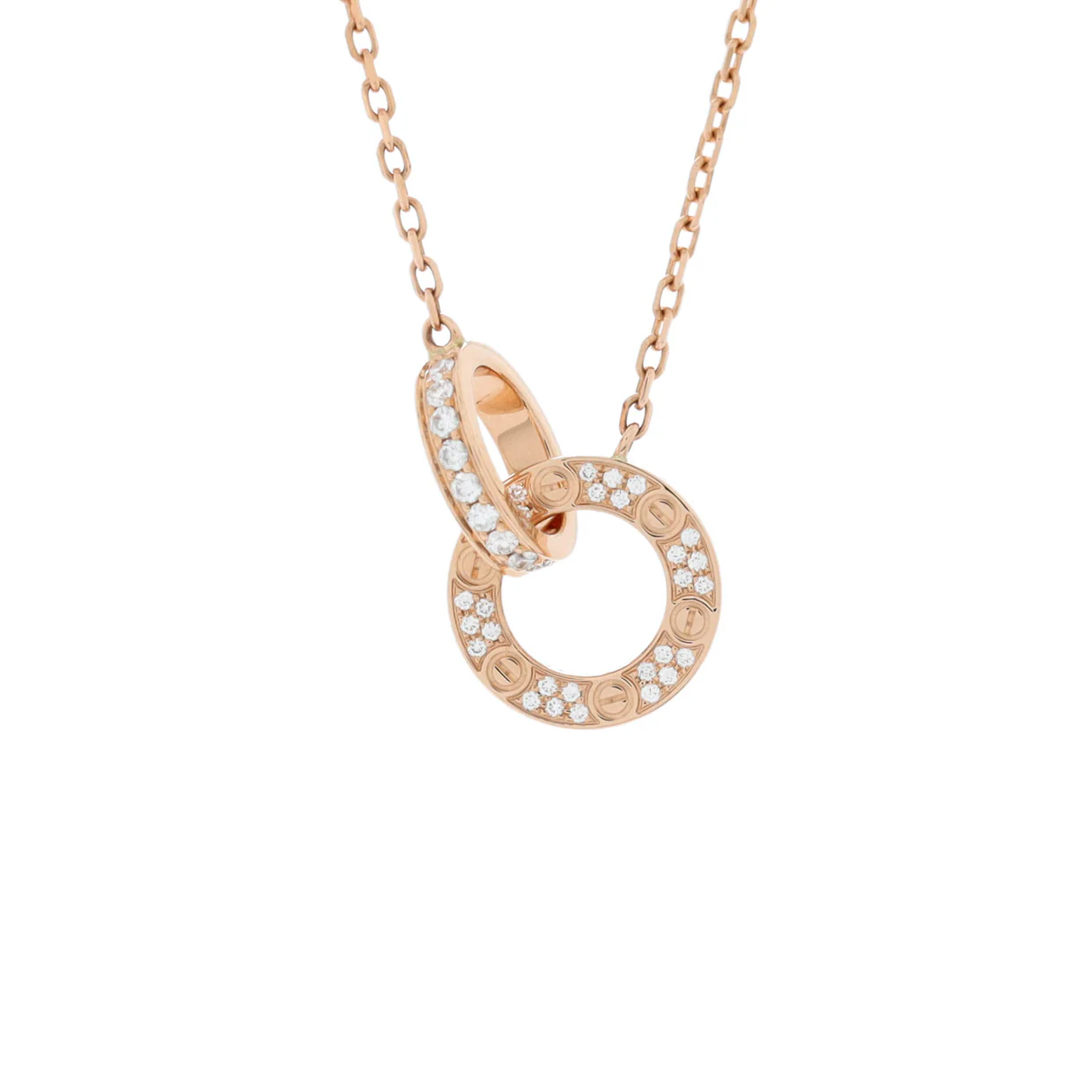 Love Interlocking Pave Necklace 18K Rose Gold and Diamonds - Deep Luxury