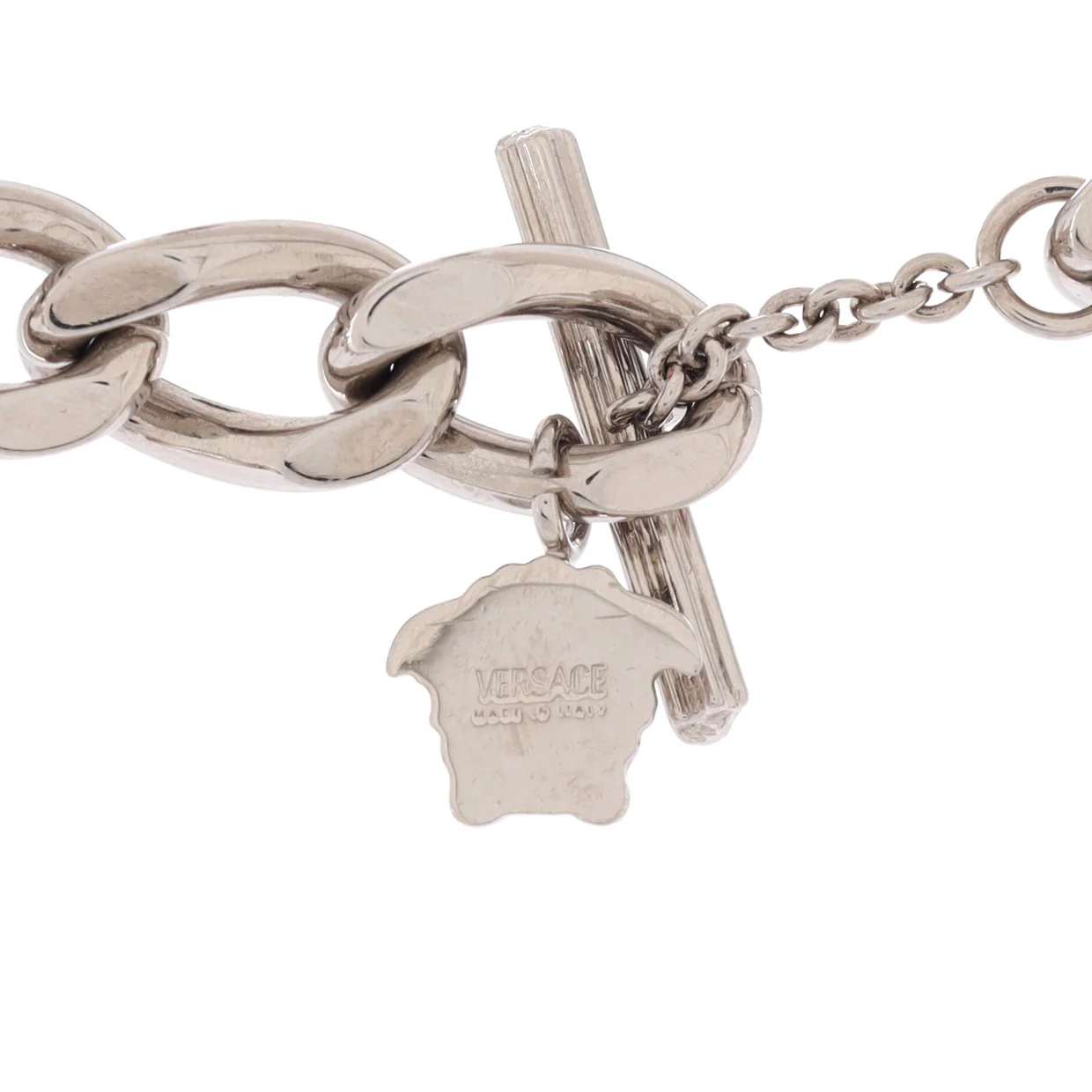 Logo Letters Tile Chain Link Necklace Metal - Deep Luxury