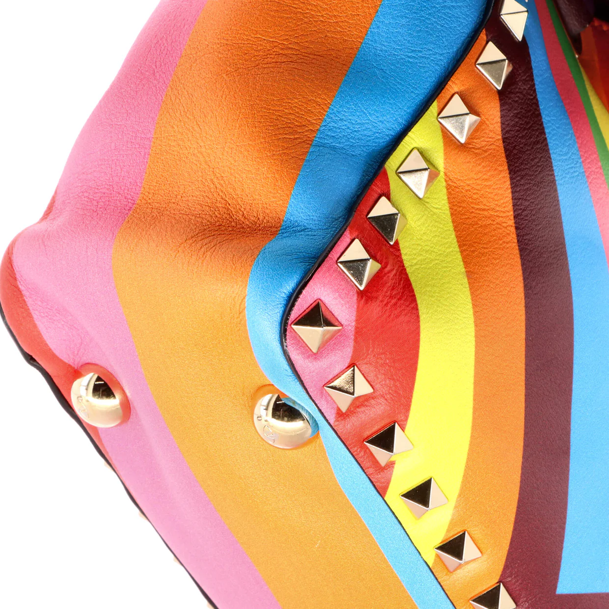 1973 Rockstud Tote Striped Leather Mini - Deep Luxury