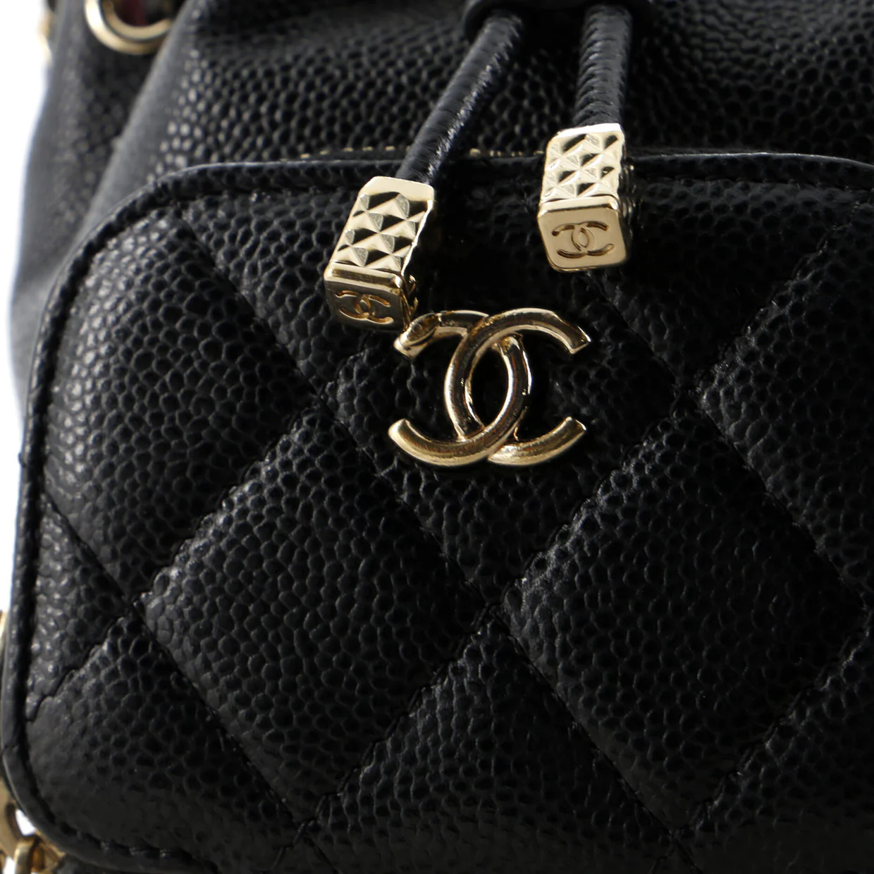 Business Affinity Drawstring Bucket Bag Quilted Caviar Mini - Deep Luxury