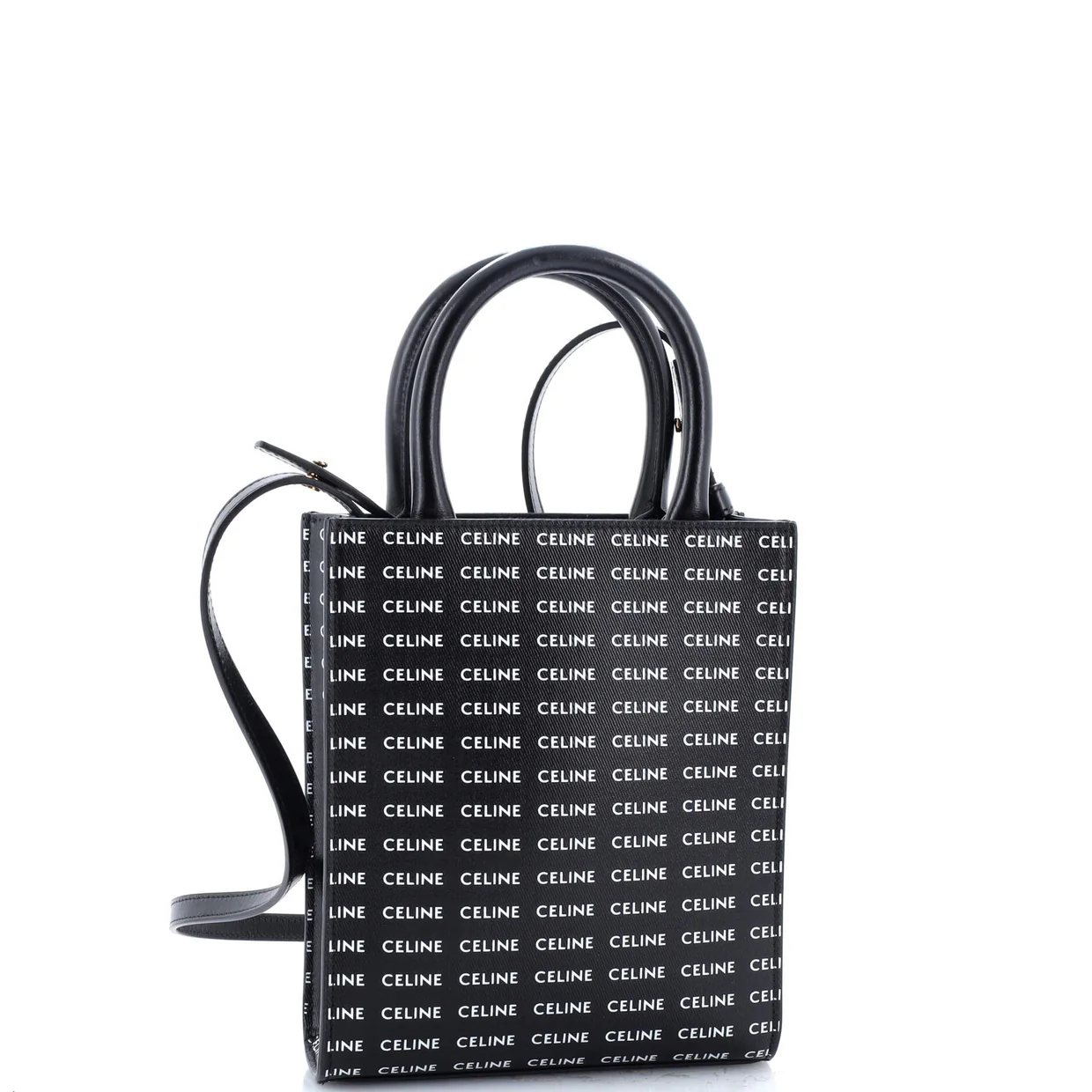 Vertical Cabas Tote All Over Logo Print Leather Mini - Deep Luxury