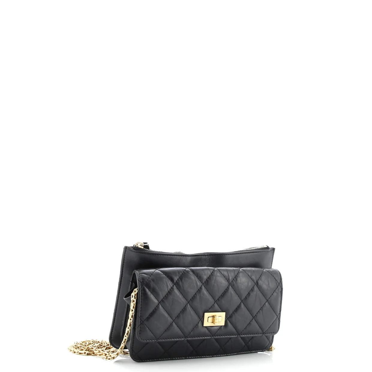 Front Pocket Reissue 2.55 Wallet on Chain Quilted Aged Calfskin - Deep Luxury