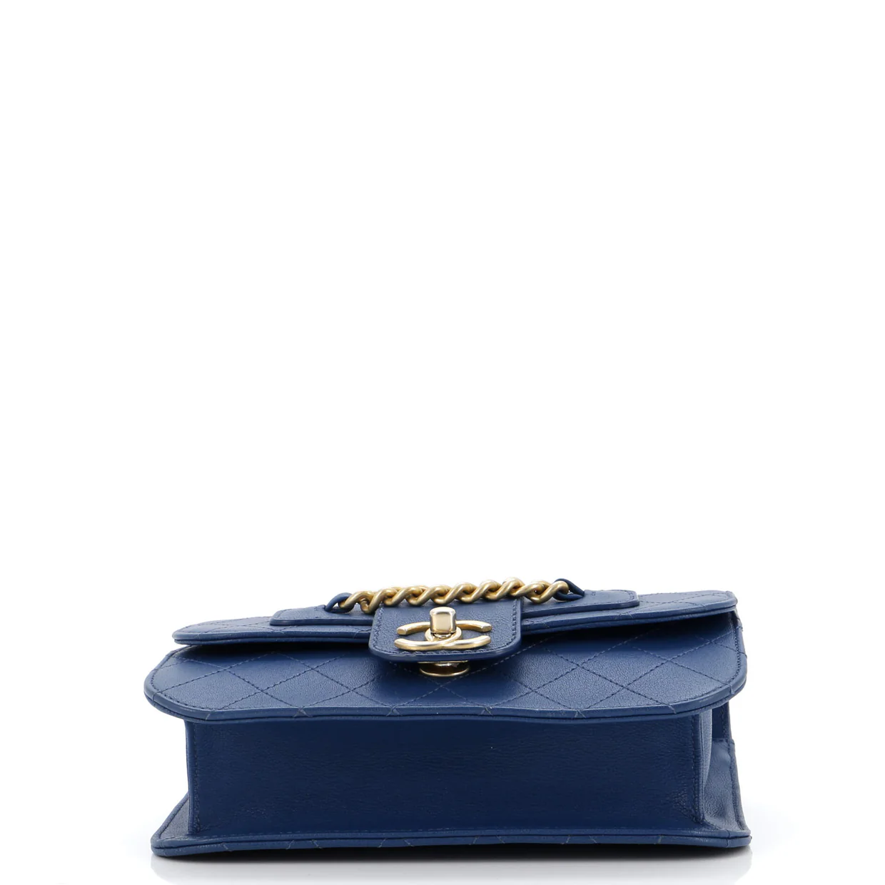 Front Chain Flap Bag Quilted Sheepskin Medium - Deep Luxury