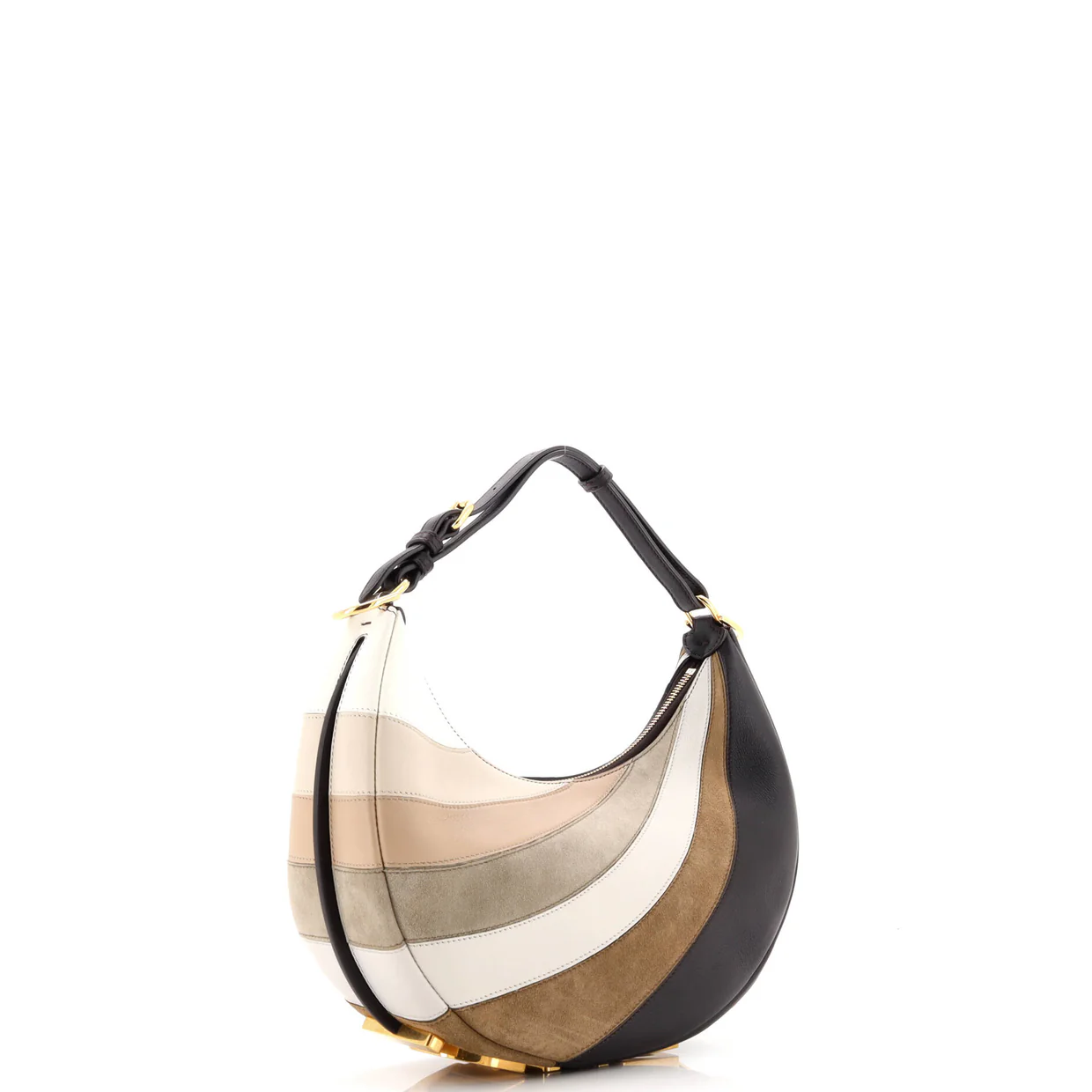 Fendigraphy Bag Striped Leather and Suede Small - Deep Luxury