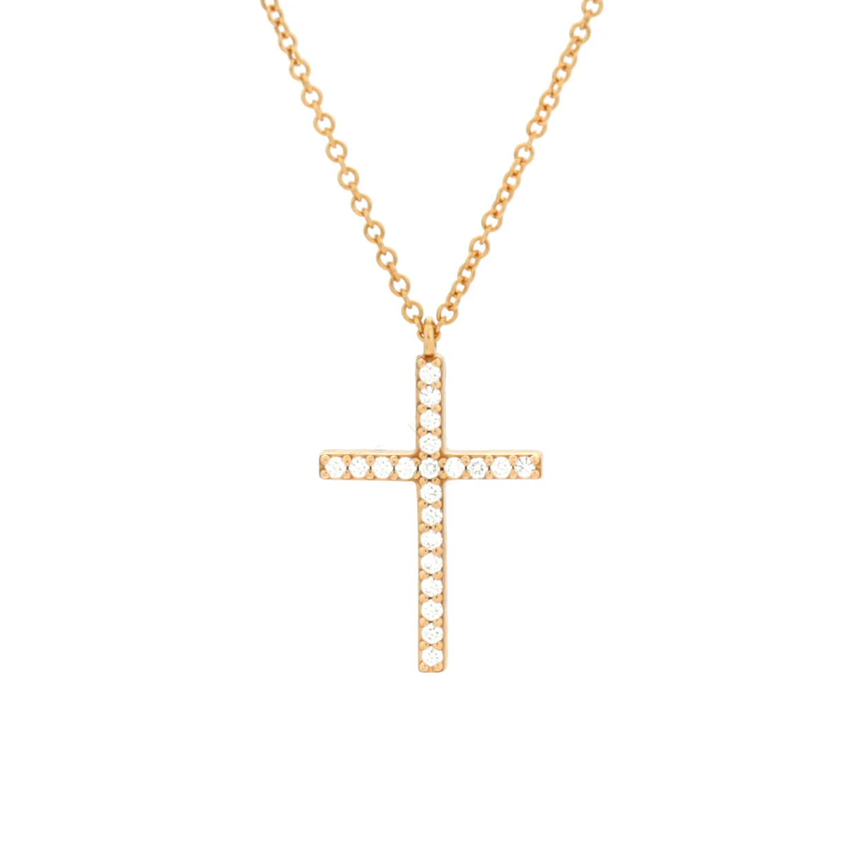 Metro Cross Pendant Necklace 18K Rose Gold and Diamonds Large - Deep Luxury