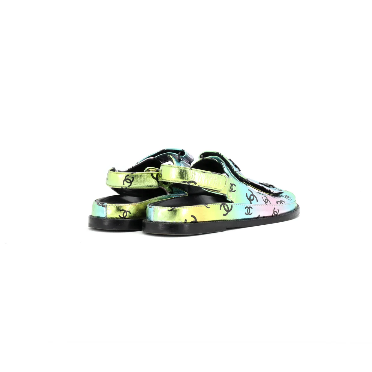 Women's Velcro Dad Sandals Printed Laminated Leather - Deep Luxury
