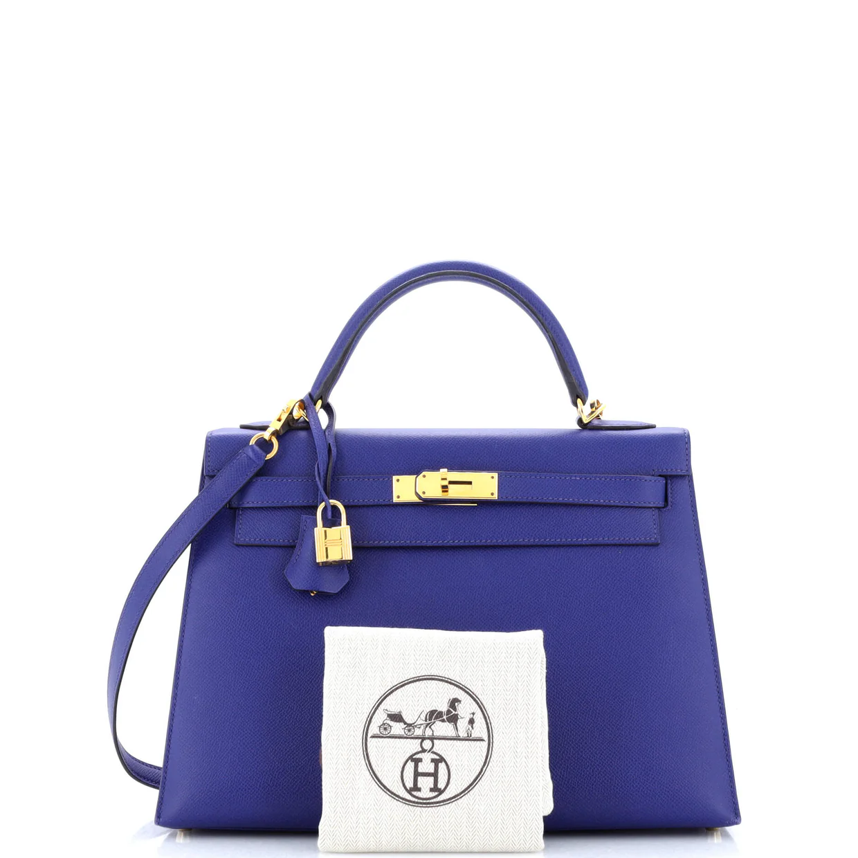 Kelly Handbag Bleu Electrique Epsom with Gold Hardware 32 - Deep Luxury