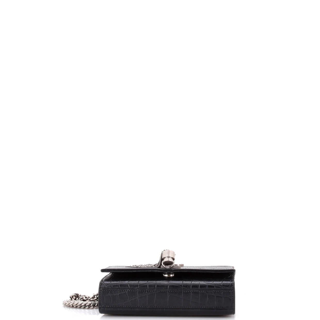 Classic Monogram Tassel Crossbody Bag Crocodile Embossed Leather Small - Deep Luxury