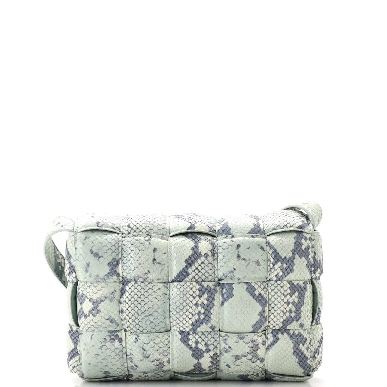 Cassette Crossbody Bag Padded Maxi Intrecciato Python Embossed Leather - Deep Luxury