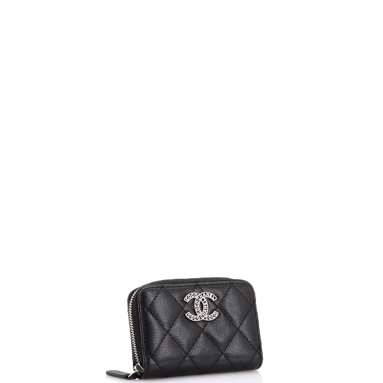 CC Cut Out Coco Chanel Zip Coin Purse Quilted Caviar Small - Deep Luxury