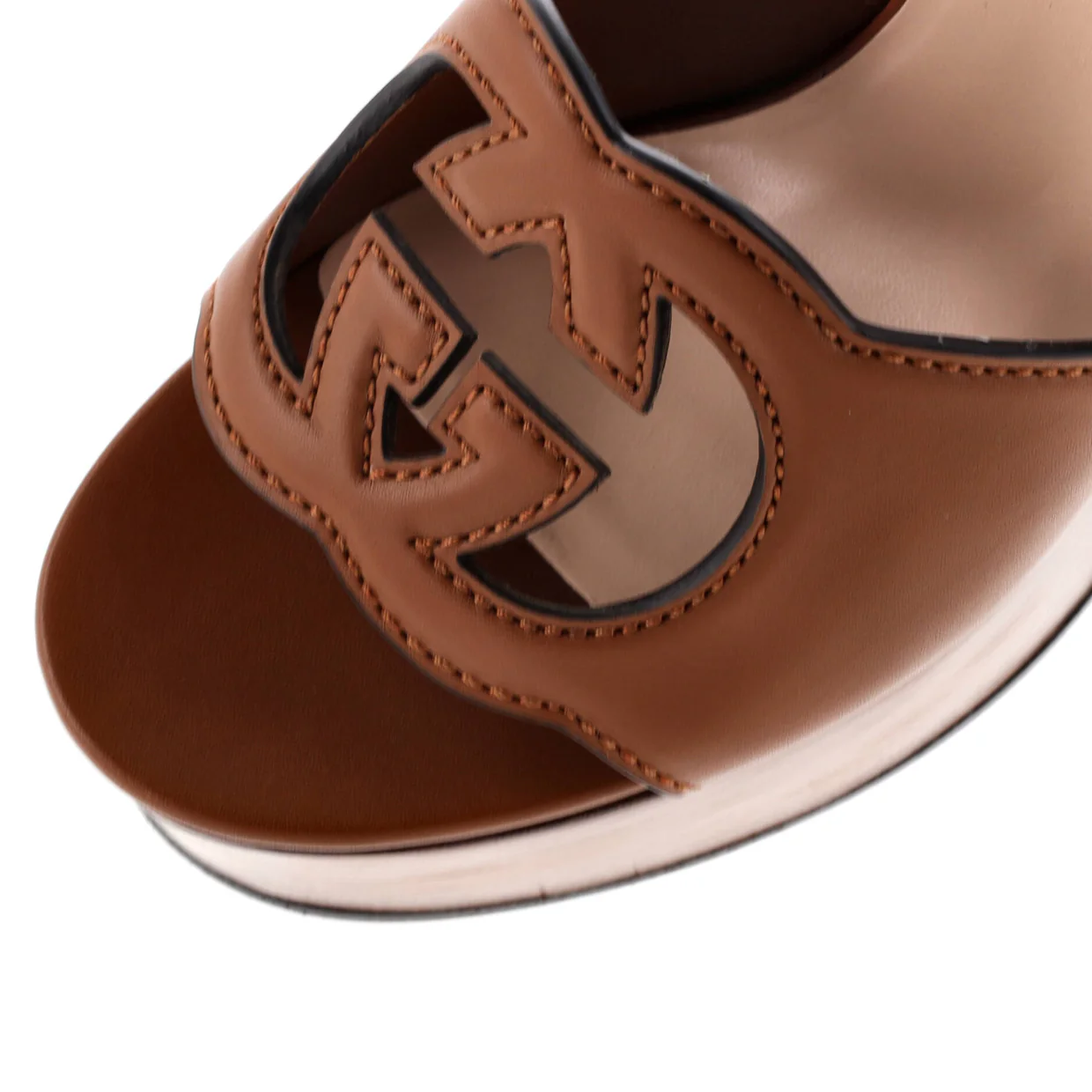 Women's Interlocking G Cut-Out Platform Sandals Leather - Deep Luxury