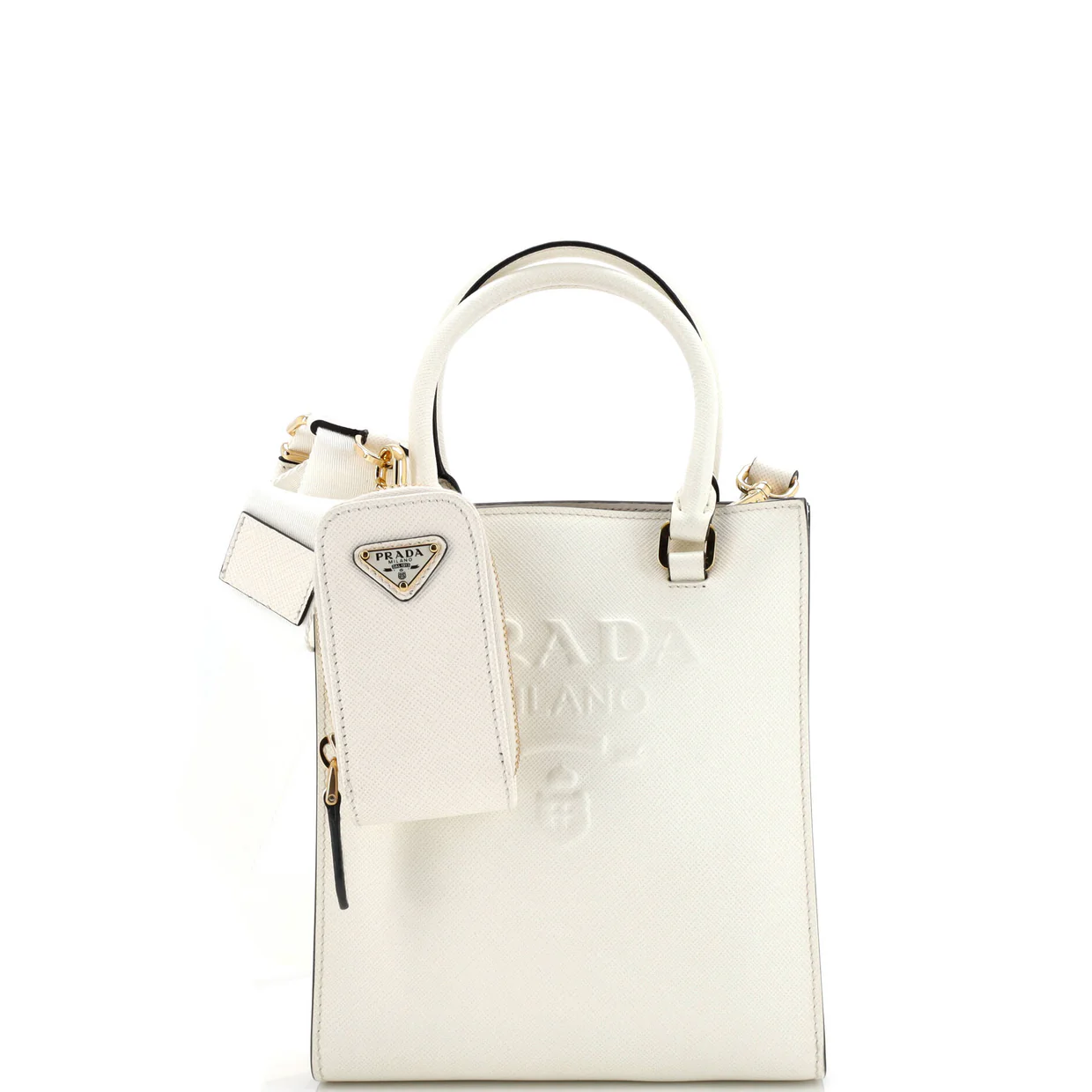 Lux Embossed Logo Tote Saffiano Leather Small - Deep Luxury