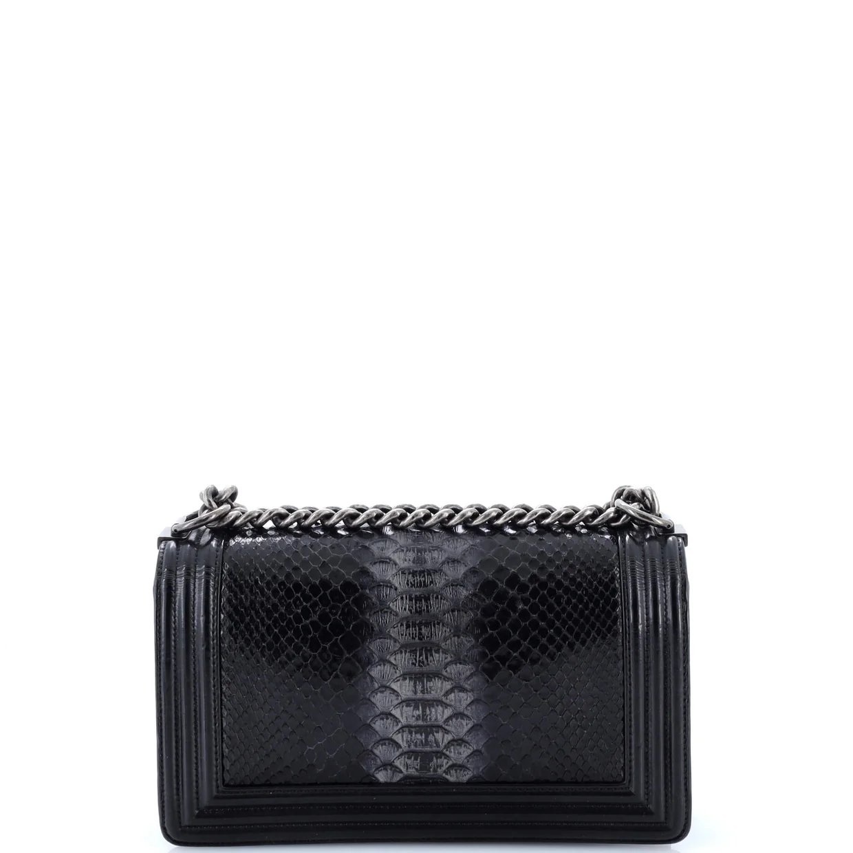Boy Flap Bag Python and Patent Old Medium - Deep Luxury