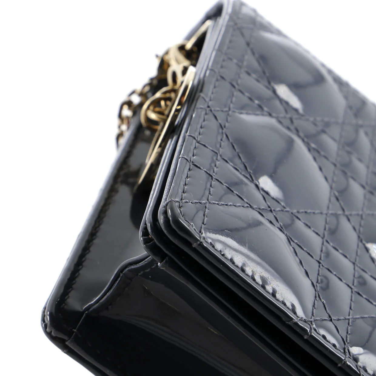 Lady Dior Clutch on Chain Cannage Quilt Patent - Deep Luxury