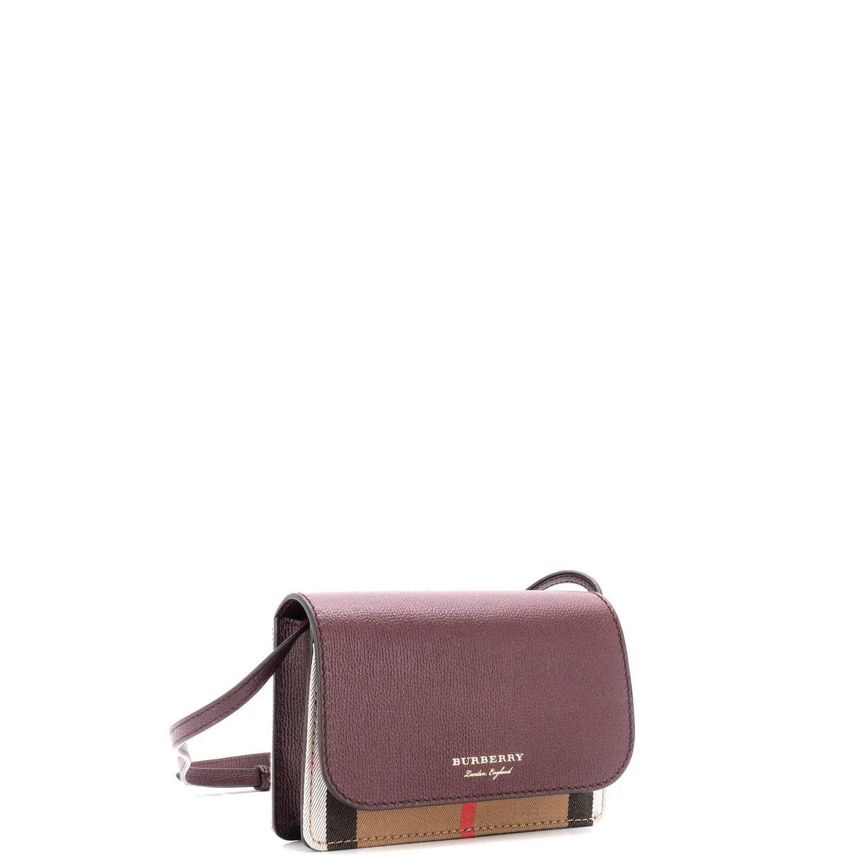 Hampshire Wallet on Strap Leather and House Check Canvas - Deep Luxury