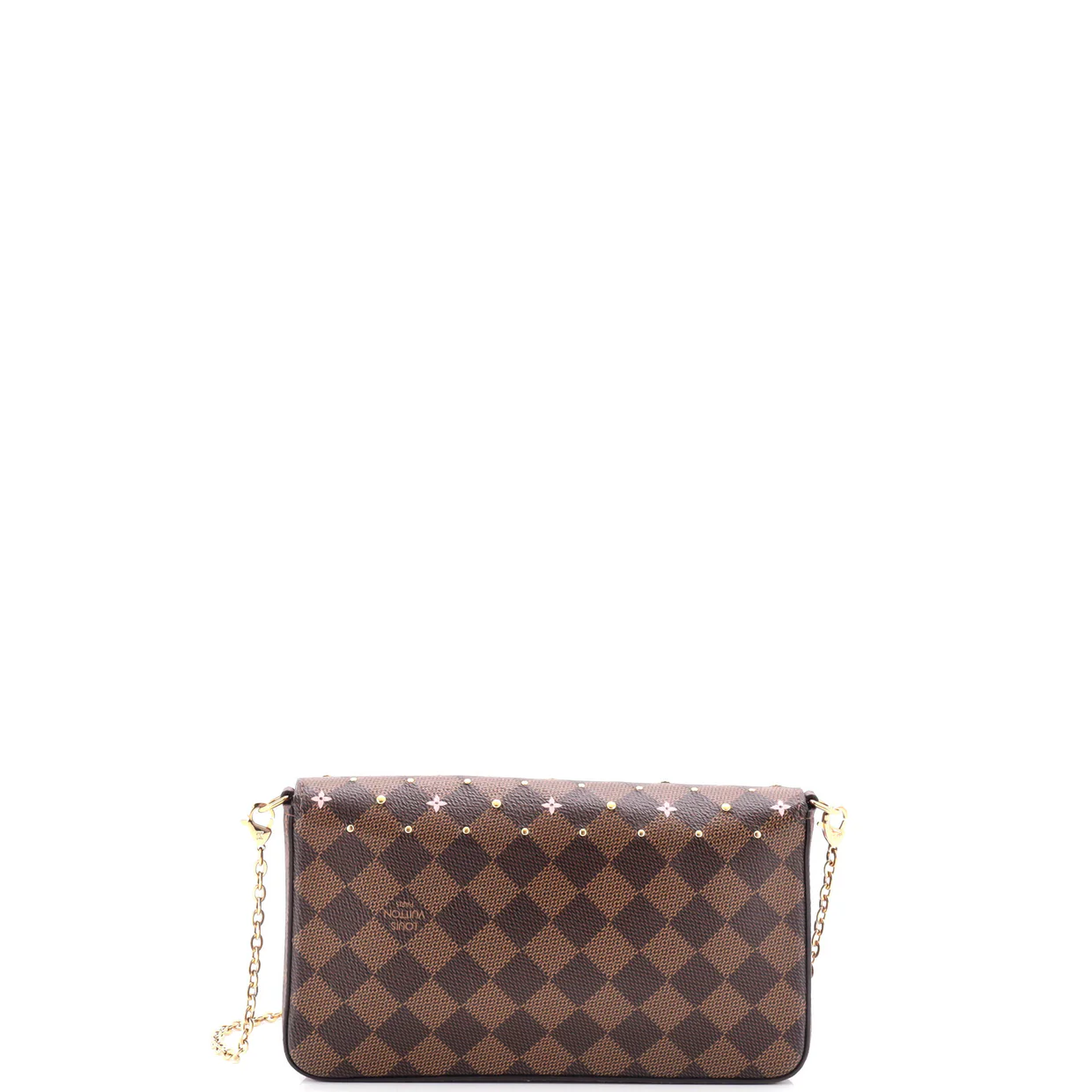 Felicie Pochette Flower Printed Studded Damier - Deep Luxury