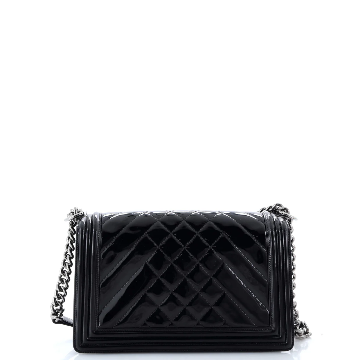 Boy Flap Bag Chevron Patent New Medium - Deep Luxury