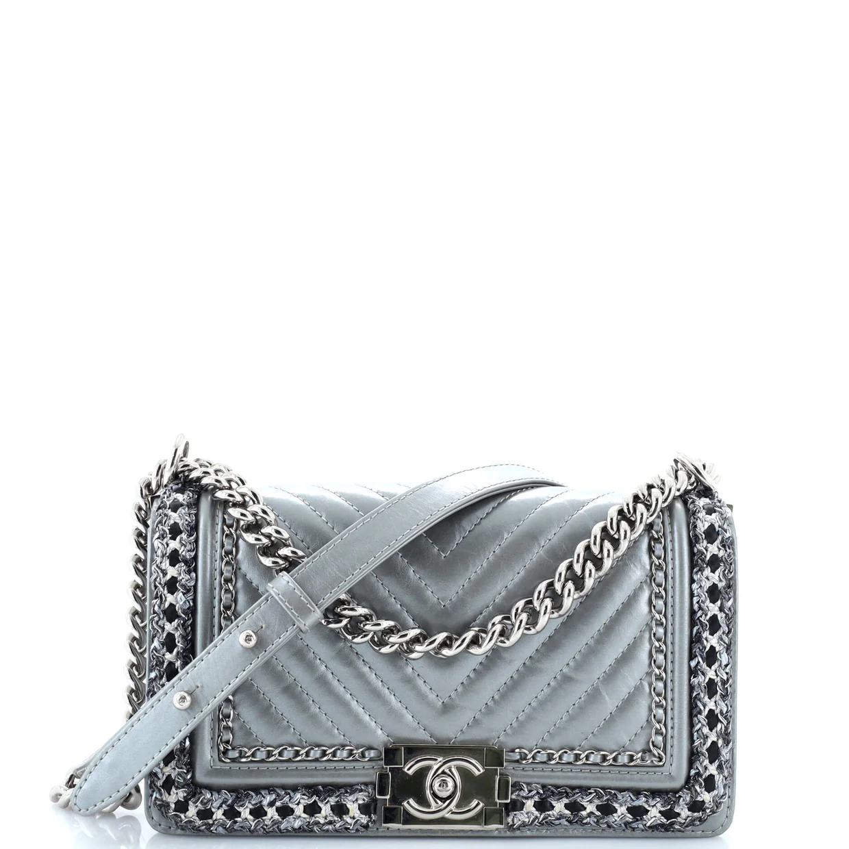 Jacket Boy Flap Bag Quilted Lambskin with Tweed Old Medium - Deep Luxury