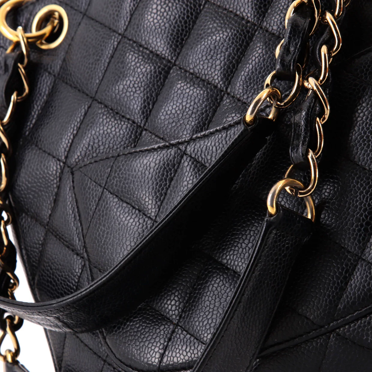 Petite Shopping Tote Quilted Caviar - Deep Luxury