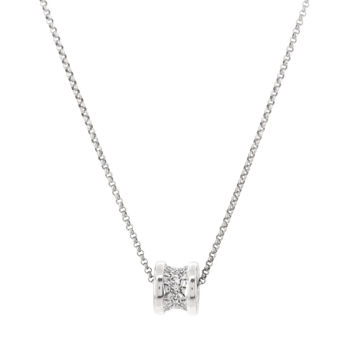 B.Zero1 Pendant Necklace 18K White Gold with Diamonds - Deep Luxury
