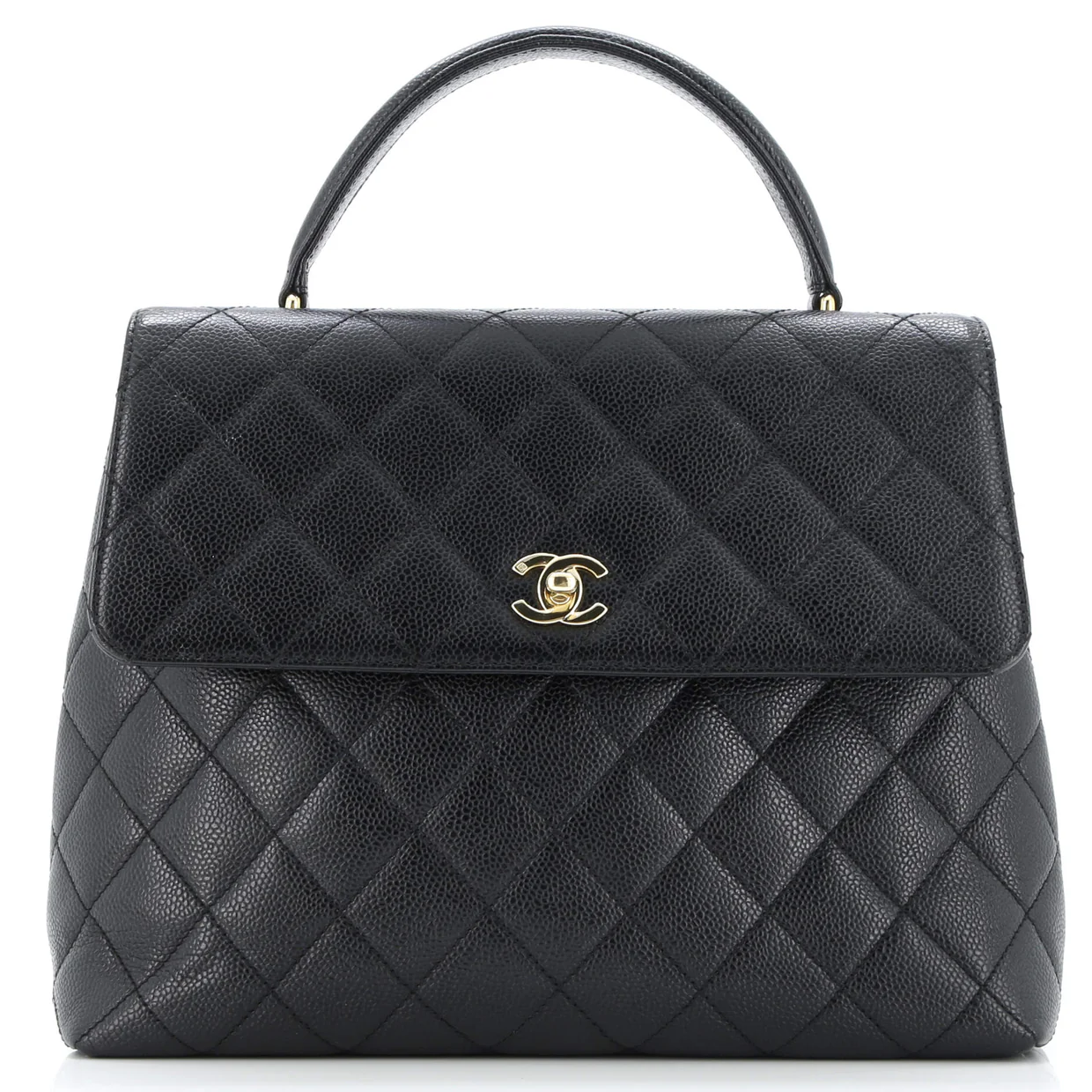 Vintage Classic Top Handle Flap Bag Quilted Caviar Jumbo - Deep Luxury
