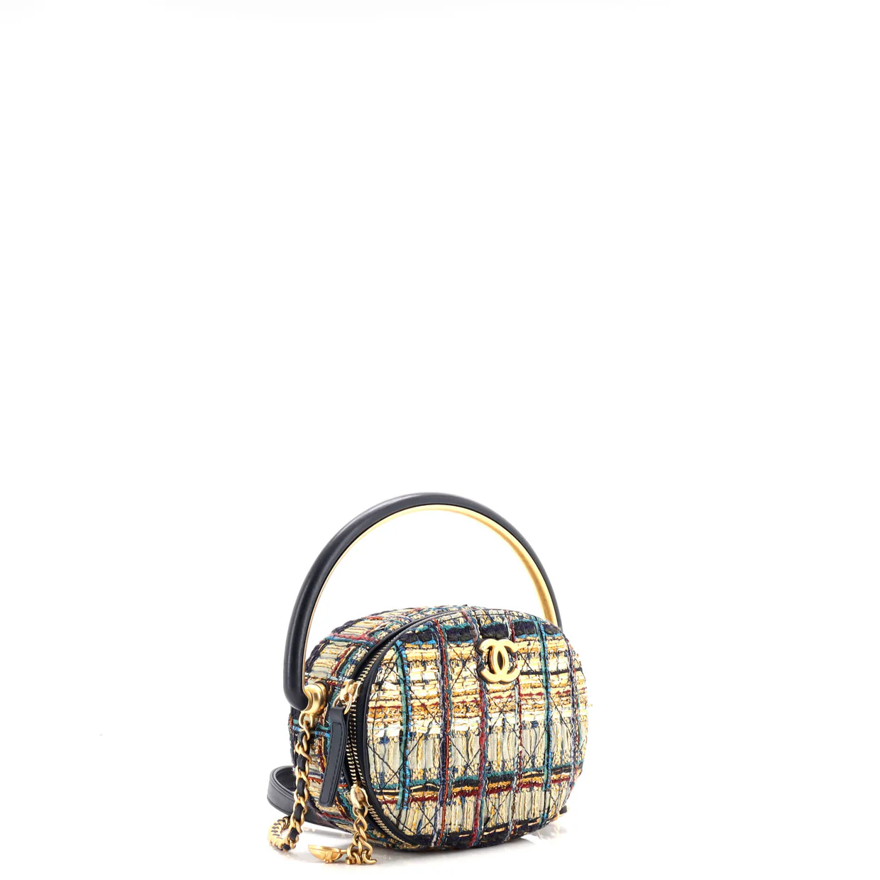 Paris-New York Oval Camera Case Quilted Tweed Small - Deep Luxury