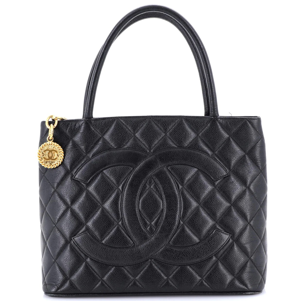 Medallion Tote Quilted Caviar - Deep Luxury