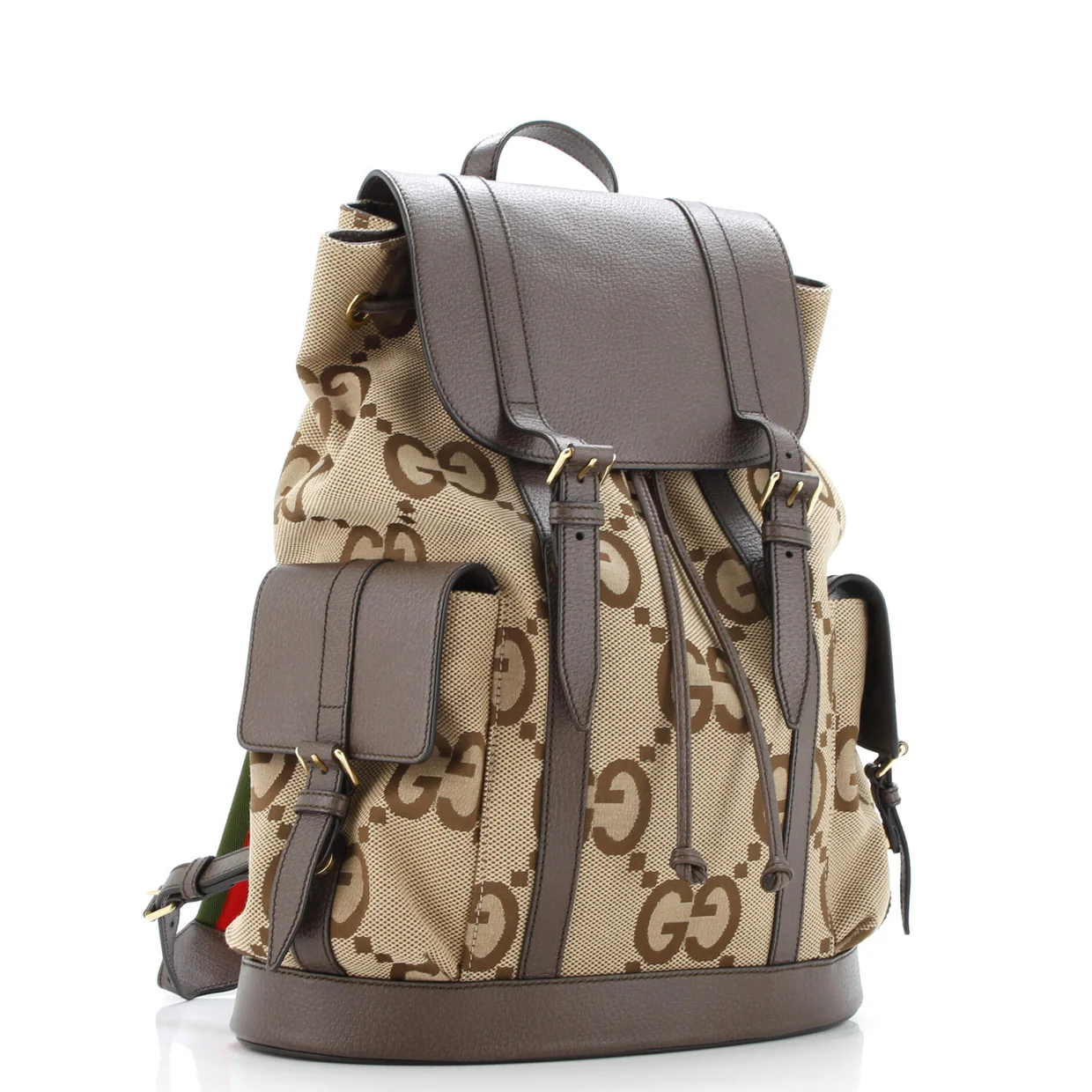 Double Pocket Belt Backpack Jumbo GG Canvas and Leather Large - Deep Luxury