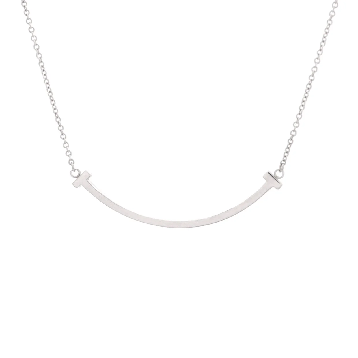 T Smile Pendant Necklace 18K White Gold Small - Deep Luxury