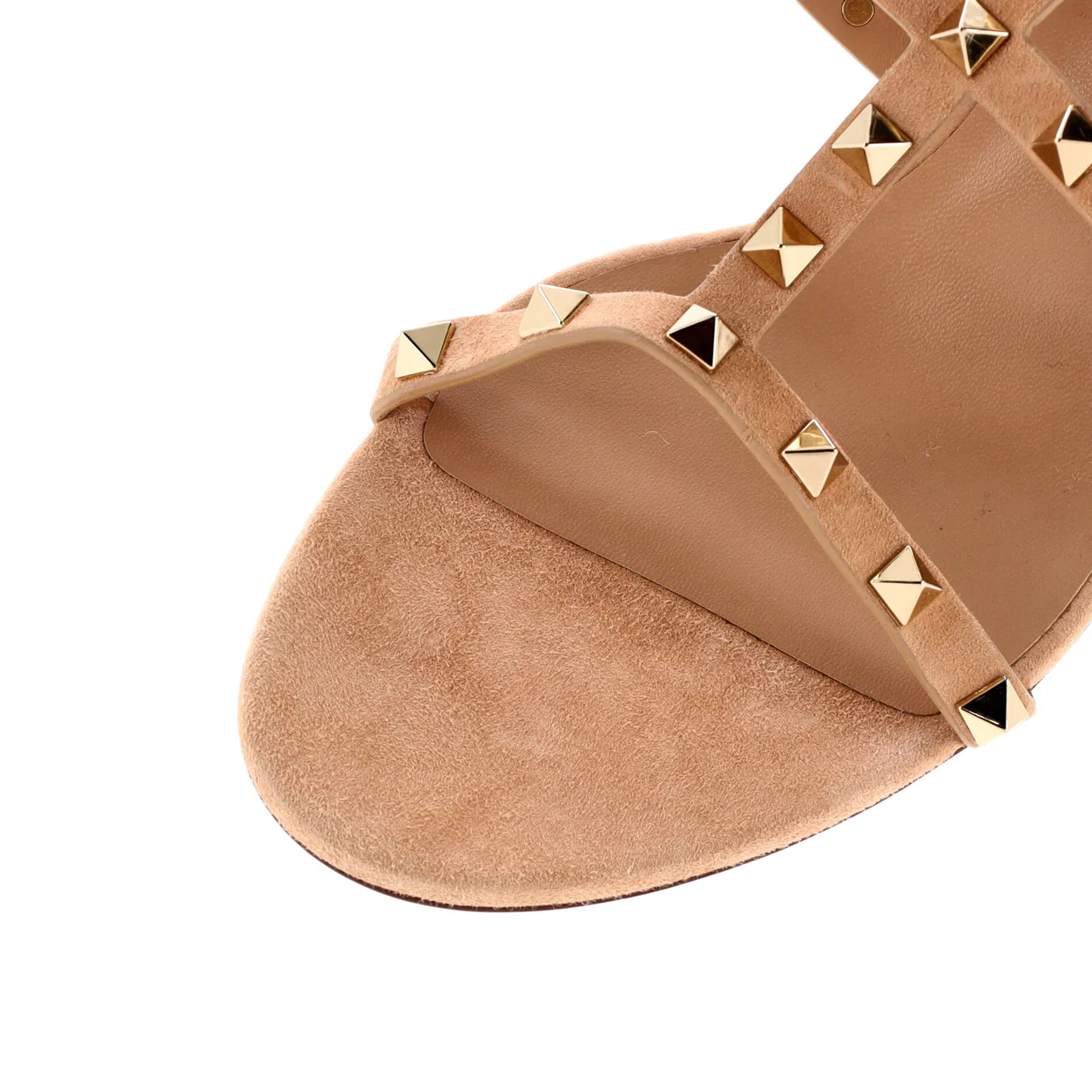 Women's Rockstud Caged Ankle Strap Block Heel Sandals Suede - Deep Luxury