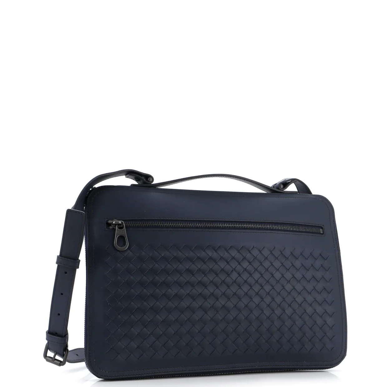 Slim Zip Around Briefcase Intrecciato Nappa - Deep Luxury