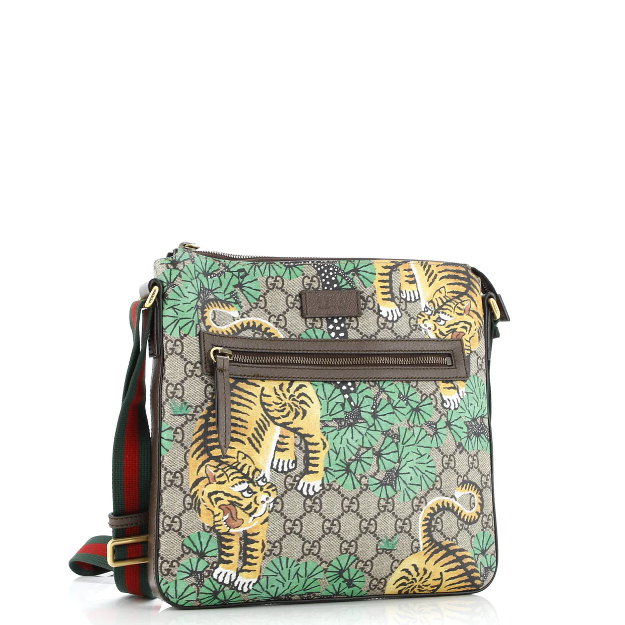 Front Zip Messenger Bengal Print GG Coated Canvas Medium - Deep Luxury