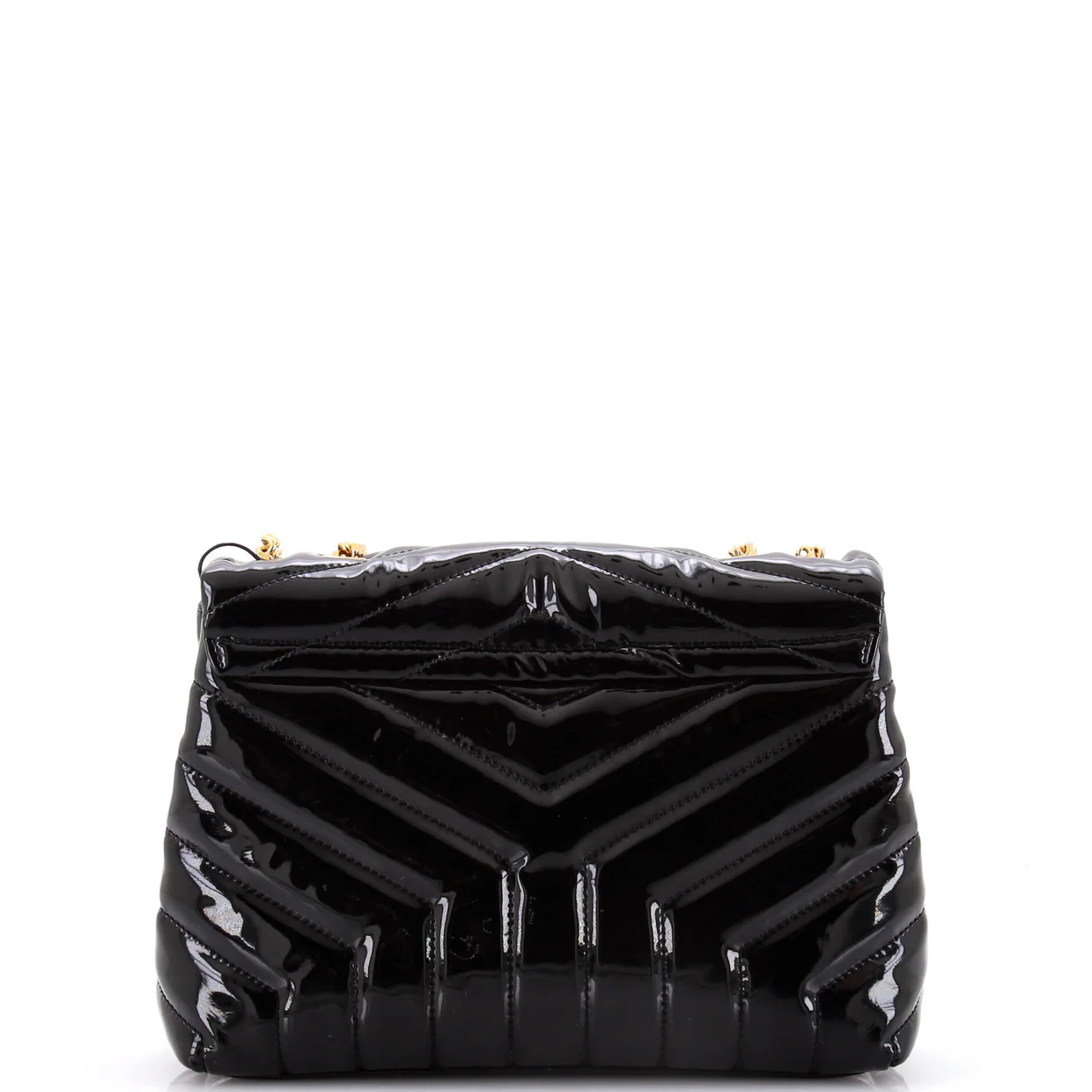 Loulou Shoulder Bag Matelasse Chevron Patent Small - Deep Luxury
