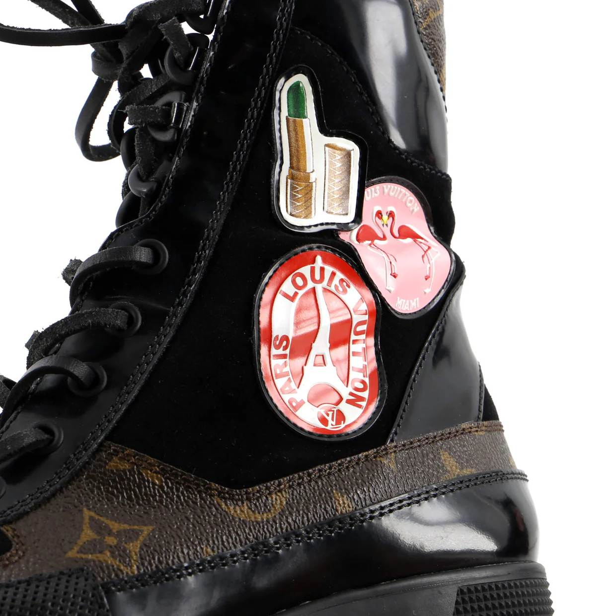 Women's Laureate Platform Desert Boots Limited Edition World Tour Suede with Monogram Canvas and Leather - Deep Luxury