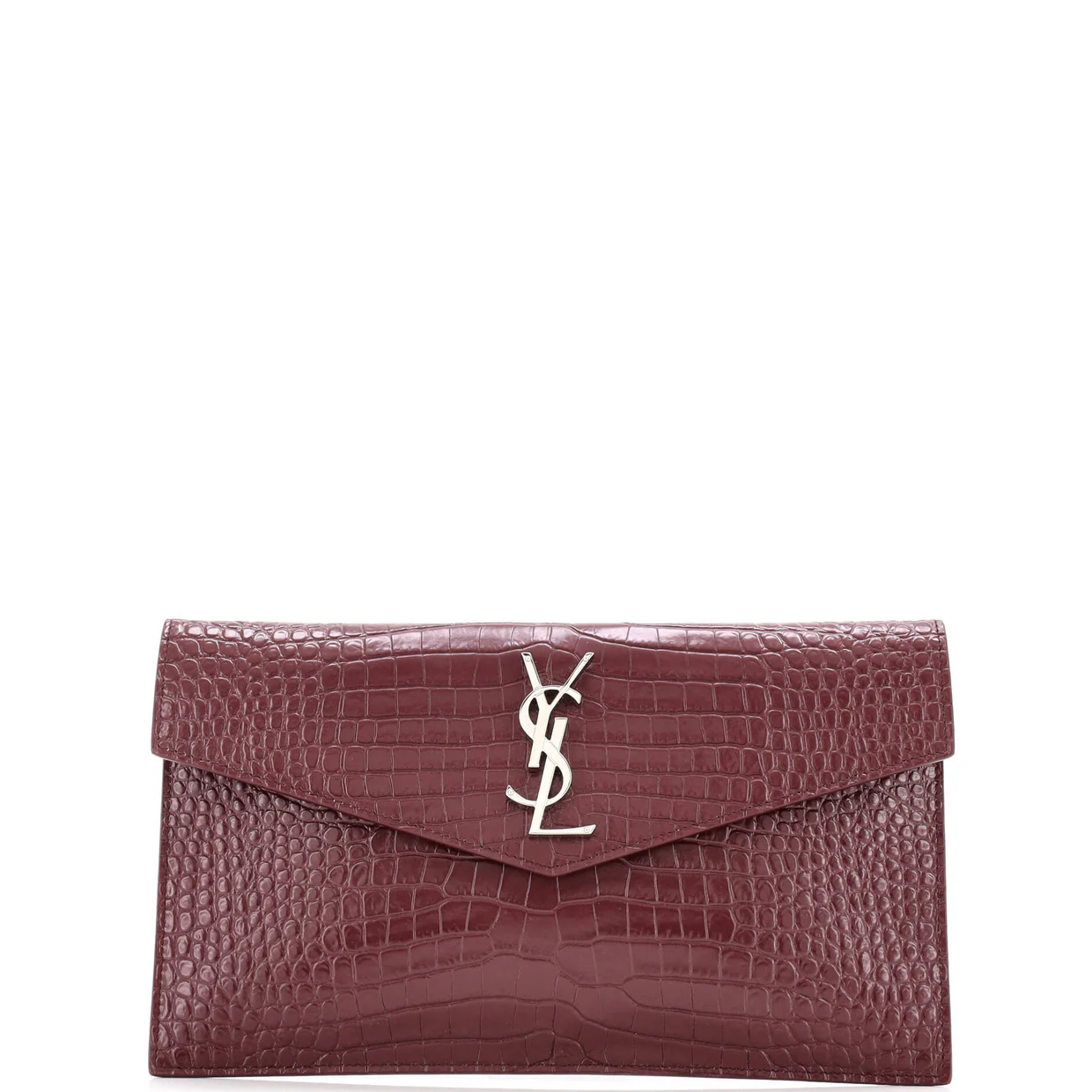 Uptown Pouch Crocodile Embossed Leather - Deep Luxury