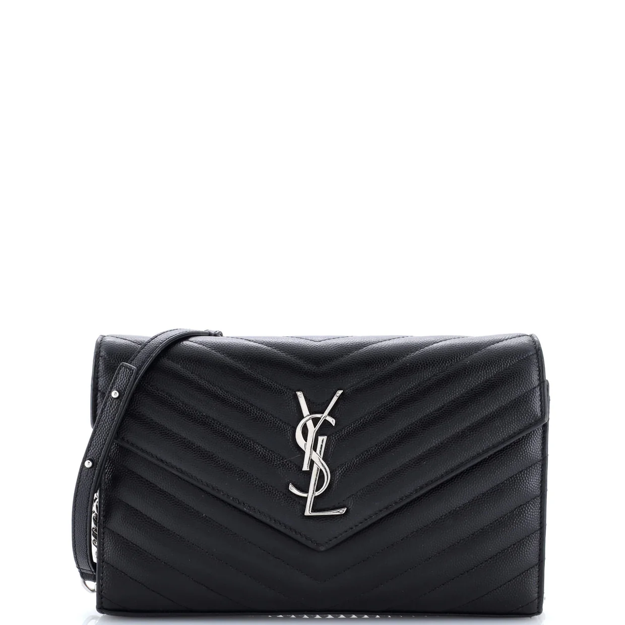 Classic Monogram Wallet on Chain Matelasse Chevron Leather Medium - Deep Luxury